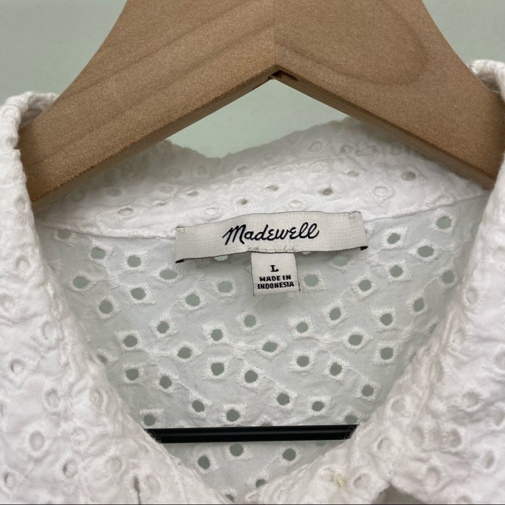 Madewell Eyelet Bell-Sleeve Shirt in White - Picture 7 of 8